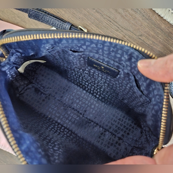 Kate Spade ♠️ Navy Blue Leather Crossbody Dome Bag - Picture 9 of 10